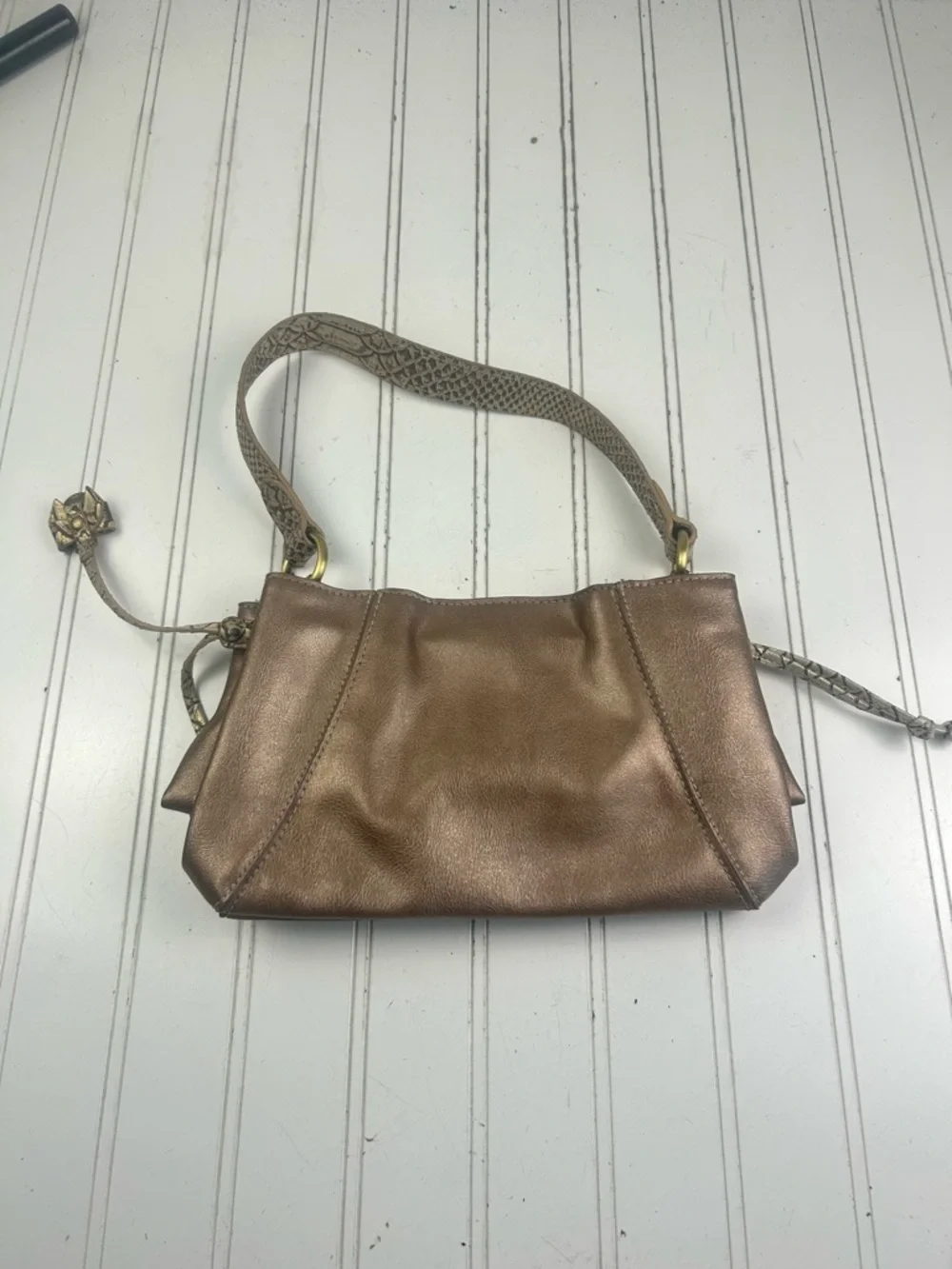 Liz Claiborne Vintage Beige Taupe Y2K Chic Snakeskin Small Shoulder Bag